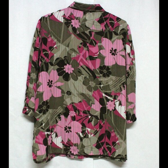 Allison Daley Size 16 Floral 3/4 Sleeve Button Down Shirt Blouse or Top - Picture 2 of 12